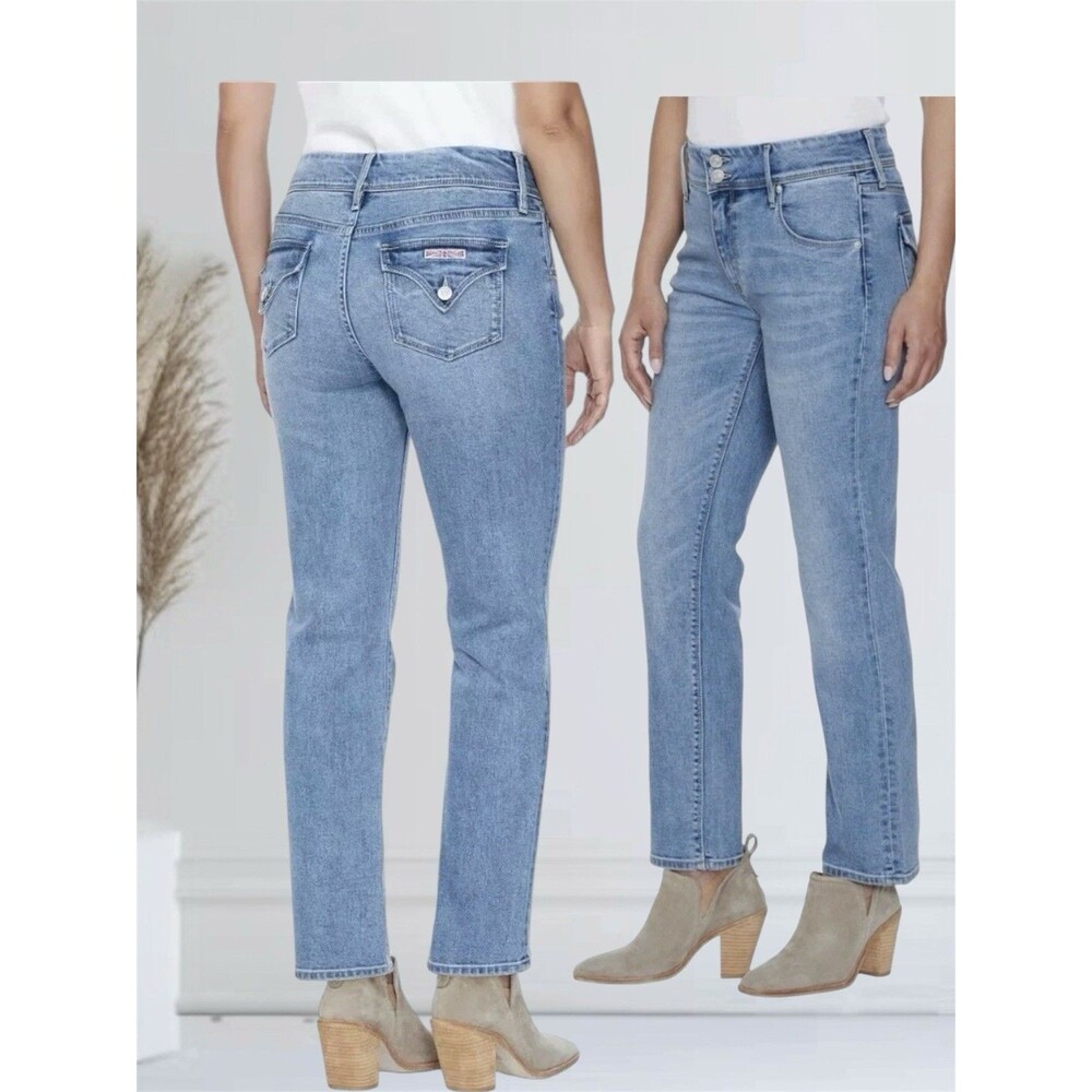 Hudson Ankle Straight Leg Women’s 14 Mid Rise Flap Pocket Jeans Stretch Denim